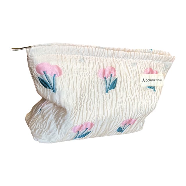 Sac Cosmétique Floral Grande Capacité, Rangement Portable, Matériau en Toile, Adapté aux Voyages, pour Femmes, Compartiments Organisés, Design Léger, Usage Quotidien, Apparence Élégante, Sac Multi-Usage