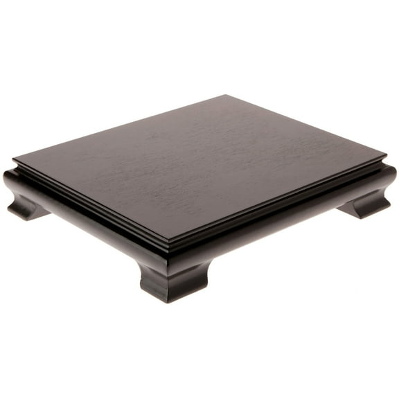 Plymor Black Rectangular Wood Veneer Footed Display Base, 10.625" W x 8.625" D x 2" H (10" x 8" Display Area)