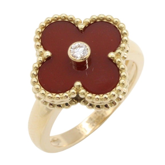 Pre-Owned Van Cleef & Arpels Vintage Alhambra 1PD Ring - 18K (Yellow Gold) Diamond Carnelian...