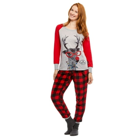

Bagilaanoe Christmas Family Matching Pajamas Sets Xmas Deer Print Long Sleeve O-neck Tops + Plaid Long Pants Sleepwear