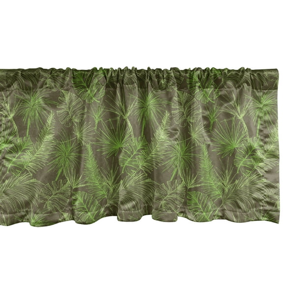 Ambesonne Jungle Foliage Window Valance, Palm Trees Leaves, 54" X 12", Taupe and Lime Green