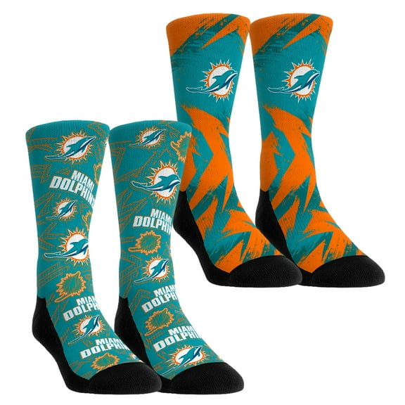 Unisex Rock Em Socks Miami Dolphins Gameday Two-Pack Crew Socks Set