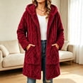 thumbnail image 2 of Kezqiaxn Womens Winter Coats Fleece Long Sleeve Thick Casual Jacket Warm Outerwear with Pockets Zip up Hoodie Plus Size Wine L, 2 of 6