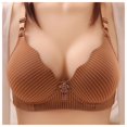 thumbnail image 4 of Fvwitlyh Strapless Bra Women Lace Front Button Shaping Cup Adjustable Shoulder Strap Large Size Underwire Bra Brown,40, 4 of 4