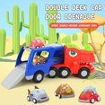 thumbnail image 2 of Electric Spray Dinosaur Double-decker Transport Car Toy Gift' Toddler Set, 2 of 7