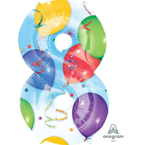34 inch Number 8 - Anagram - Balloons & Streamers Foil Mylar Balloon - Party Supplies Decorations