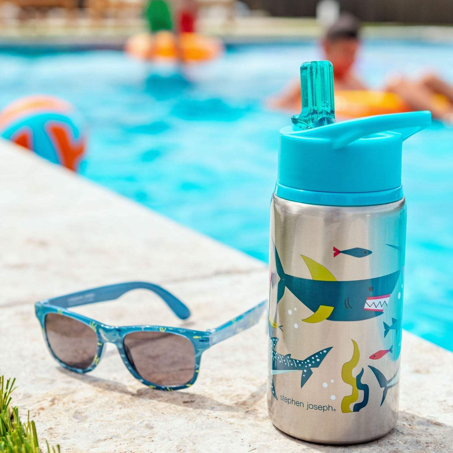 Stephen Joseph Stainless Steel Water Bottles, 18oz, Reusable tumbler, Insulated, Rainbow