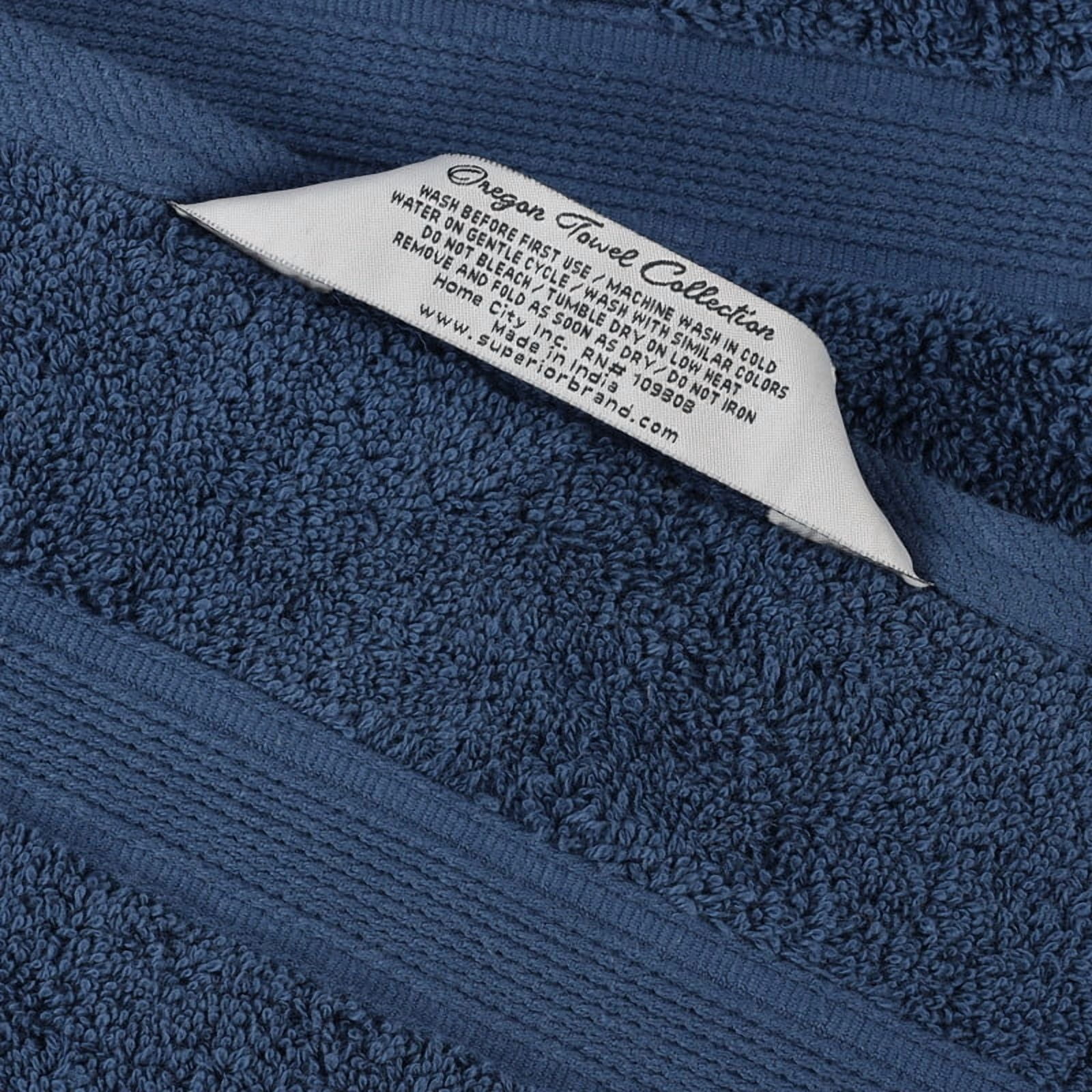Superior Oregon Organic Cotton 6 Piece Hand Towel Set, Soft Medium Weight Towels, Navy Blue