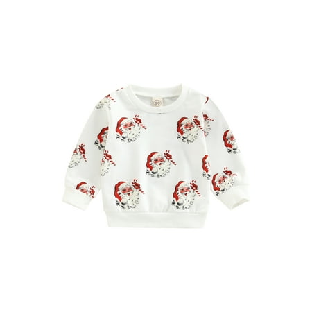 

EYIIYE Toddler Baby Girl Boy Christmas Sweatshirt Santa Claus Print Long Sleeve Crewneck Pullover Tops 6 Months to 4 Years