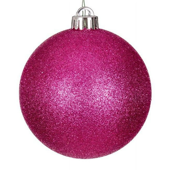 Vickerman 694305 - 8" Hot Pink Glitter Christmas Tree Ornaments (4 Pack) (N592059DG)