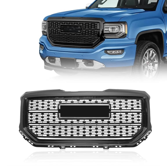 HOUGEET Front Bumper Upper Grill Fit for 2016–2018 GMC Sierra 1500 Base SLT SLE Denali Style Black