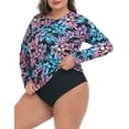 thumbnail image 4 of HDE Plus Size Rash Guard for Women UPF 50 Quick Dry Long Sleeve Swim Top Hawaiian Black - 3X, 4 of 5
