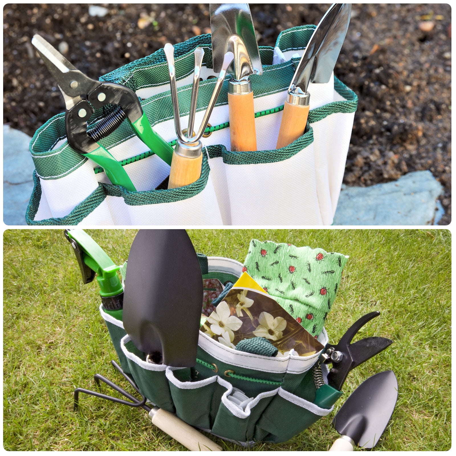 Uxcell 2pcs Garden Tool Bag 24cm x 15cm x 30cm Oxford Cloth with Pockets Garden Plant Tool Organizer, Blue