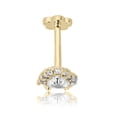 thumbnail image 2 of AVORA 14K Yellow Gold Heart-Shaped Simulated Diamond CZ Halo Cartilage Piercing Flat Back Earring Body Jewelry (18 Gauge), 2 of 5