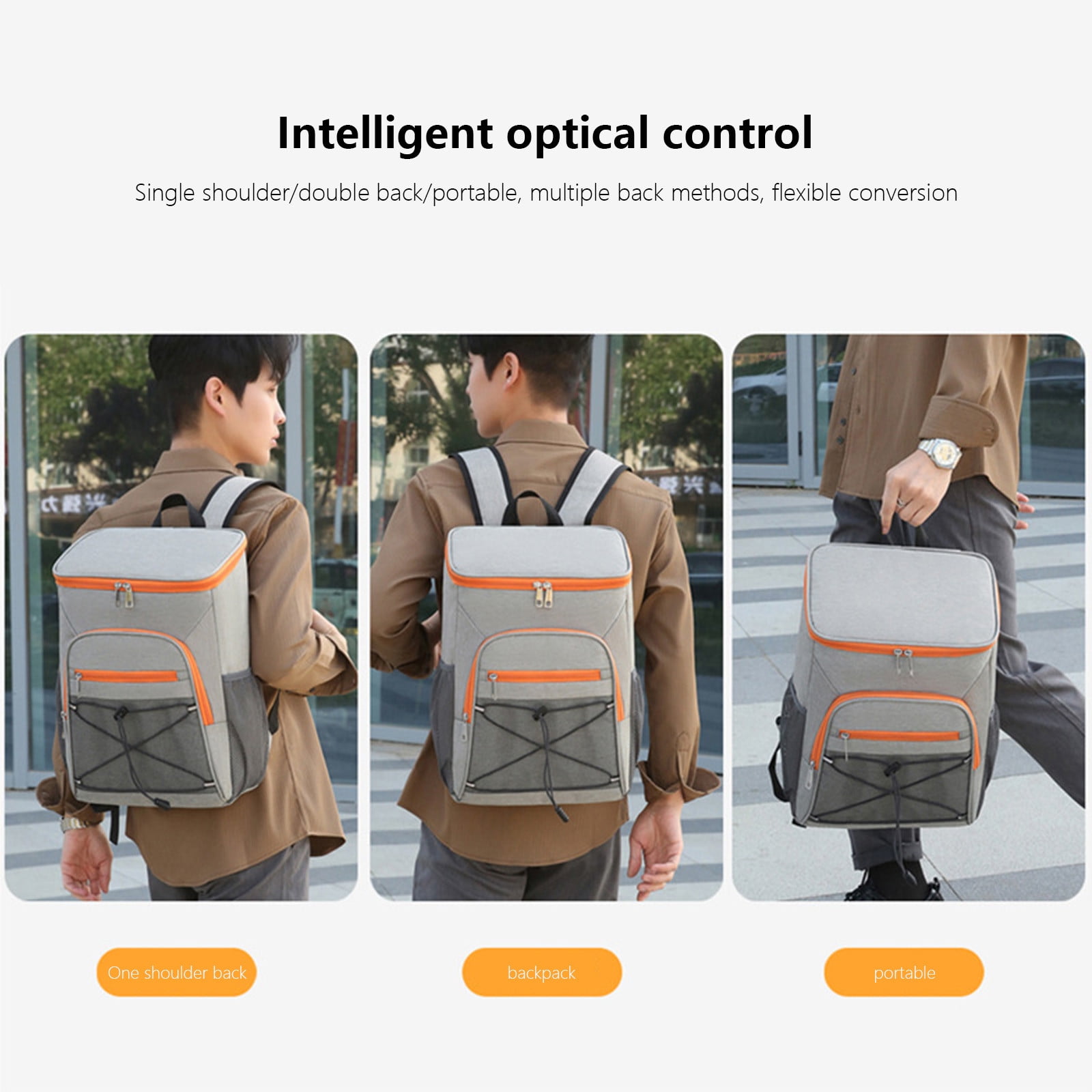 Beautynvta Cooler Backpack, Soft Camping Insulated Leakproof Cooler Bag, Waterproof Cooler Ice Chest Beer Bag for Lunch Picnic Beach Work Trip, 11.8" x 5.9" x 17.3", Orange