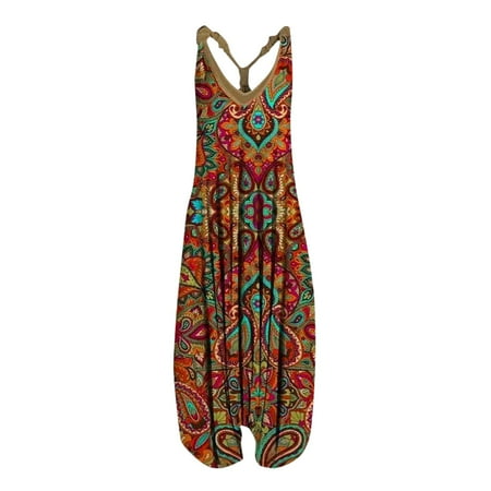 

Dtydtpe Womens Vintage Cashew Flowers Prints Straps V Neck Rompers Playsuit Jumpsuit New Jumpsuits for Women Junior Jumpsuits And Rompers Better Bodies Clothing Utility Jumpsuit Jumpsuit plus Siz