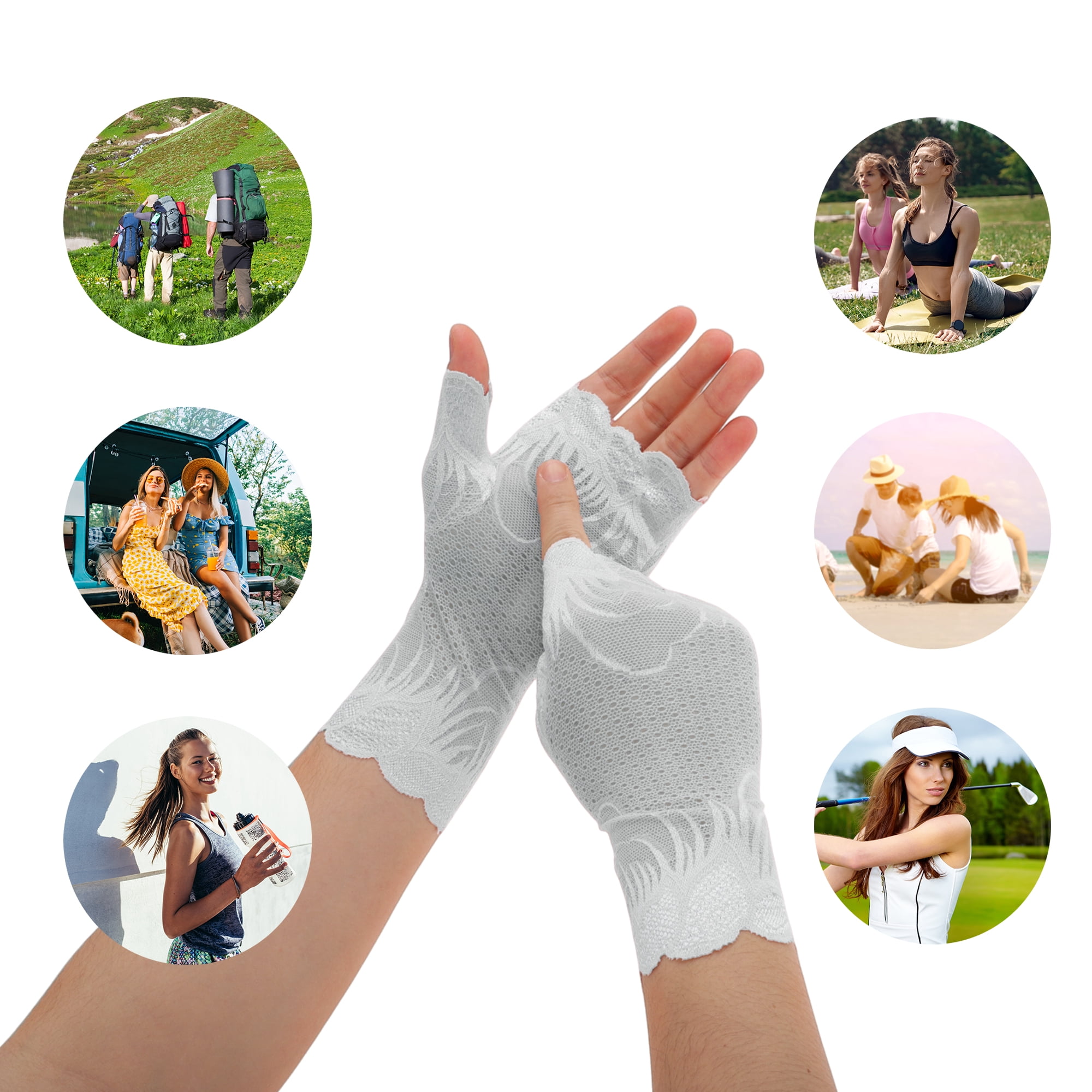Unique Bargains Anti-slip Lace Manicure Gloves 1 Pair Gray