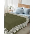 thumbnail image 4 of Olive Green Greek Key California King Size Flat Sheet, Wrinkleproof & Fadeproof Cooling Flat Bed Sheet Only, Geometric Greece Ancient Farmhouse Geo Breathable Soft Bedding Top Sheets 108 x 98 Inches, 4 of 8