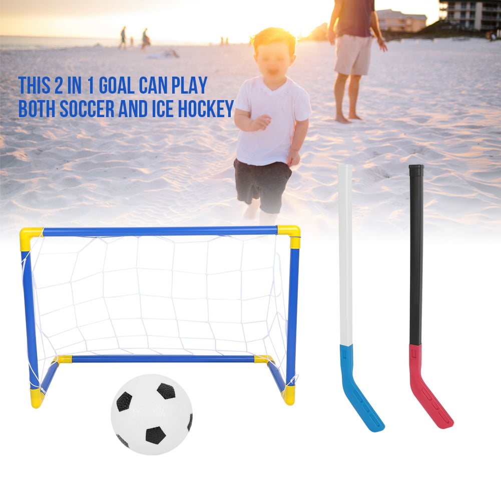 Children Sports Ice Hockey Soccer Goals Balls Pump Practice Game Toy Set UK 
