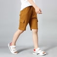 thumbnail image 5 of JAJAHO Boys Athletic Cargo Shorts Kids Sport Casual Drawstring Summer Running Solid Color Multi Pockets Loose Fit Straight Leg Shorts 4-12Y Soft Trousers, 5 of 7