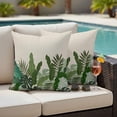 thumbnail image 4 of Palm Leaves Tropical Outdoor Waterproof Pillow Covers, Beige Summer Watercolor Botanical Decorative Square Throw Pillowcase Sofa Cushion Sham for Patio/Couch/Chair, 20"x20" 2 Pack, 4 of 8