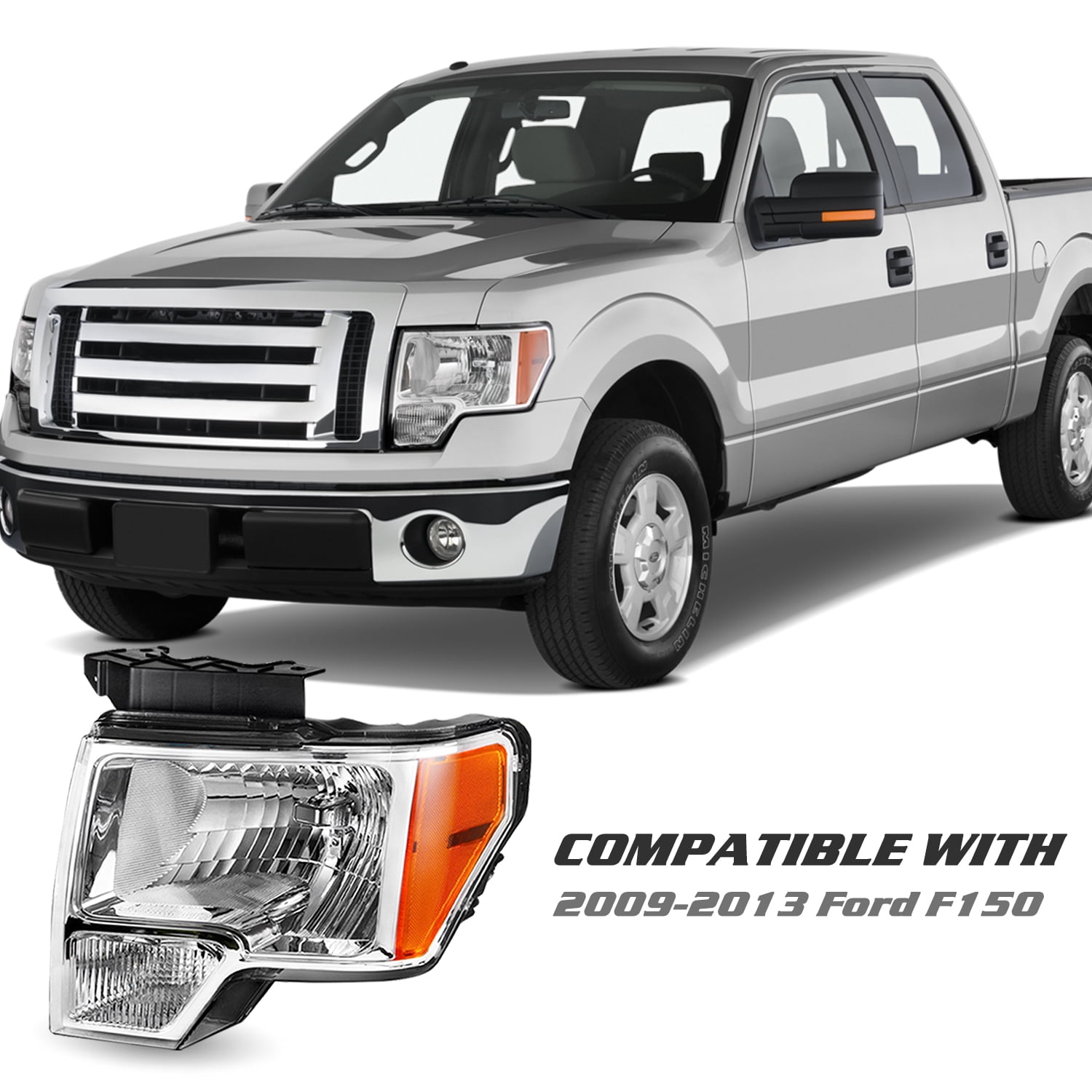 For 09-14 Ford F-150 F150 Pickup Left Driver Side Headlight Headlamp 09-14 LH