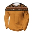 thumbnail image 2 of Ceisia Men's All-Season Casual Regular Fit Crew Neck Sweatshirt Turmeric Ethnic Geometric Trim Waffle Knit Stretch Fabric Multicolor XXL Gifts, 2 of 3