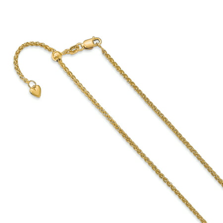 ICE CARATS 14kt Yellow Gold Adjustable 1.6mm Semi Solid Spiga Chain ...