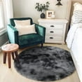 thumbnail image 4 of Tie-Dyed Dark Grey Round Rugs for Living Room, 8x8 Rug, Extra Large Circle Area Rug for Bedroom, Big Shag Fluffy Plush Carpet for Mens Home, Modern Cool Circular Rug, Soft Cozy Thick Rugs, 4 of 5