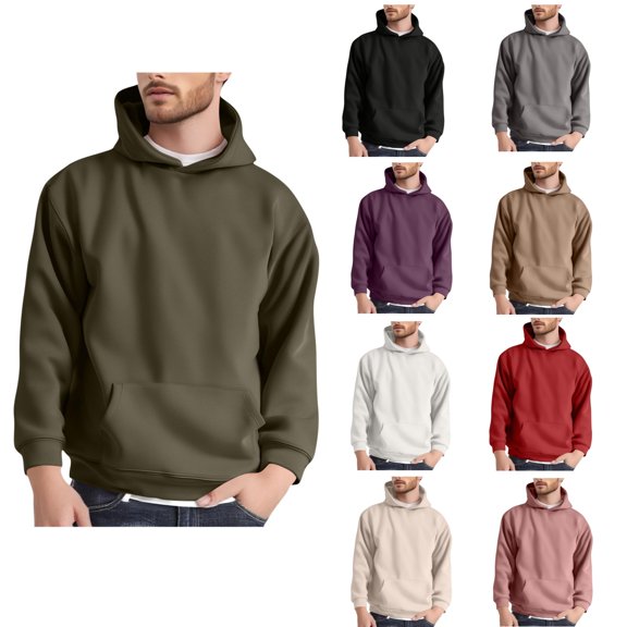 Dovford Mens Hoodies Fleece Lined Casual Athletic Sweatshirts Pullover with Kangaroo Pocket