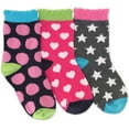 thumbnail image 4 of Jefferies Socks Girls Hearts Stars Flowers Fashion Novelty Pattern Crew Socks 6 Pair Pack, 4 of 5
