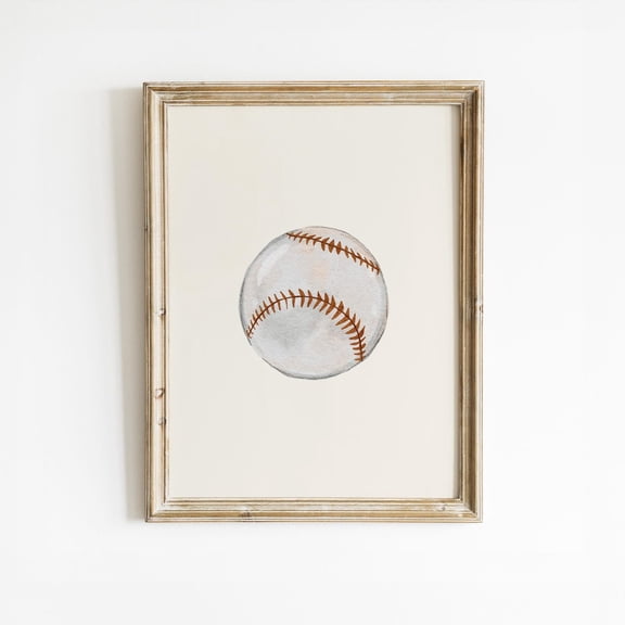 Boys Room Baseball Print Neutral Tones Wall Art, Unframed Paper Poster 8x10in