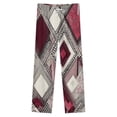 thumbnail image 4 of Abstract Geometric Maroon Pattern Winter Female Pants Flannel High Waist Women Pants Lady Warm Straight Leg Plush Trousers, 4 of 7
