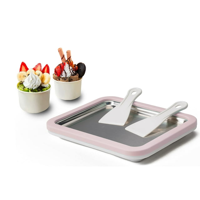 JoyMech Máquina para hacer rollos de helado, máquina para hacer helados, sartén para puntos dulces, plato frío instantáneo, ideal para hacer helados enrollados, granizados suaves, sorbete de yogur con