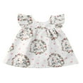 thumbnail image 1 of Infant Baby Girls Easter Outfits Ruffled Fly Sleeve Bunny Dress, 1 of 5