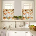 thumbnail image 4 of Orange Pumpkins Fall Kitchen Curtains Set, Thanksgiving Tier Curtain 36 Inches Length, Maple Leaves Weeping Valance and Tiers Set Window Treatment Decor for Bedroom/Living Room, 4 of 7