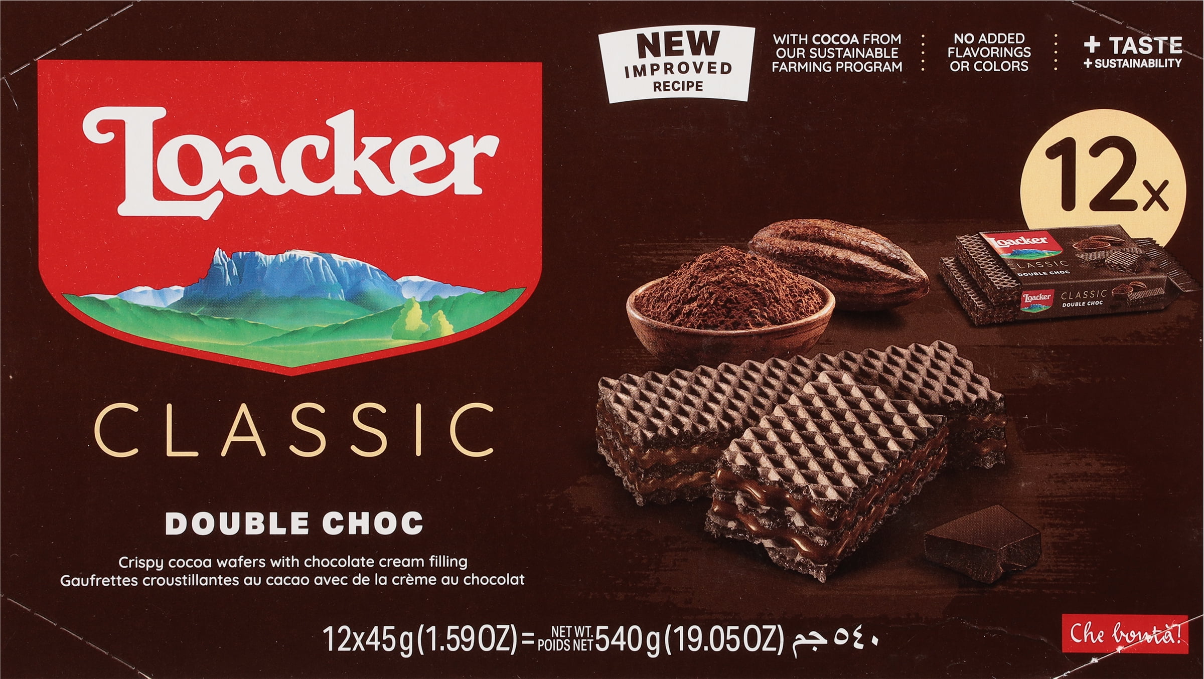 Loacker Classic Double Choc Wafers, Crèmefilled Wafer Snack, 45g/1