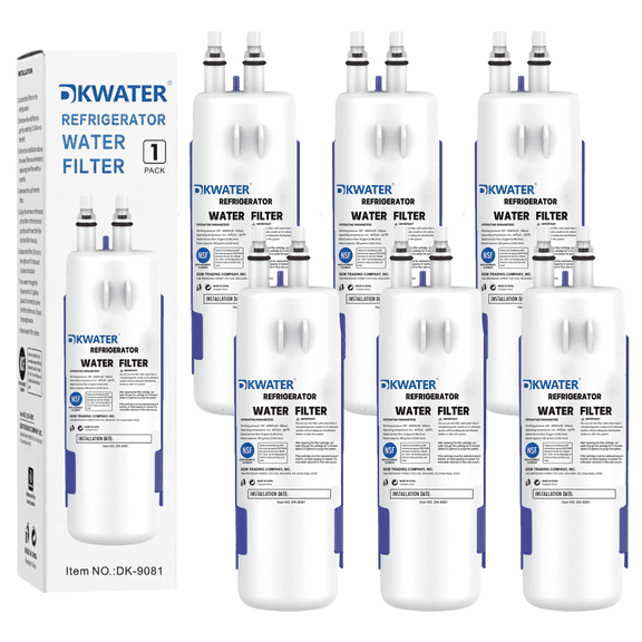 DKWATER NSF Certified Carbon Refrigerator Water Filter 6-Pack Compatible with W10295370A, EDR1RXD1B, 9081