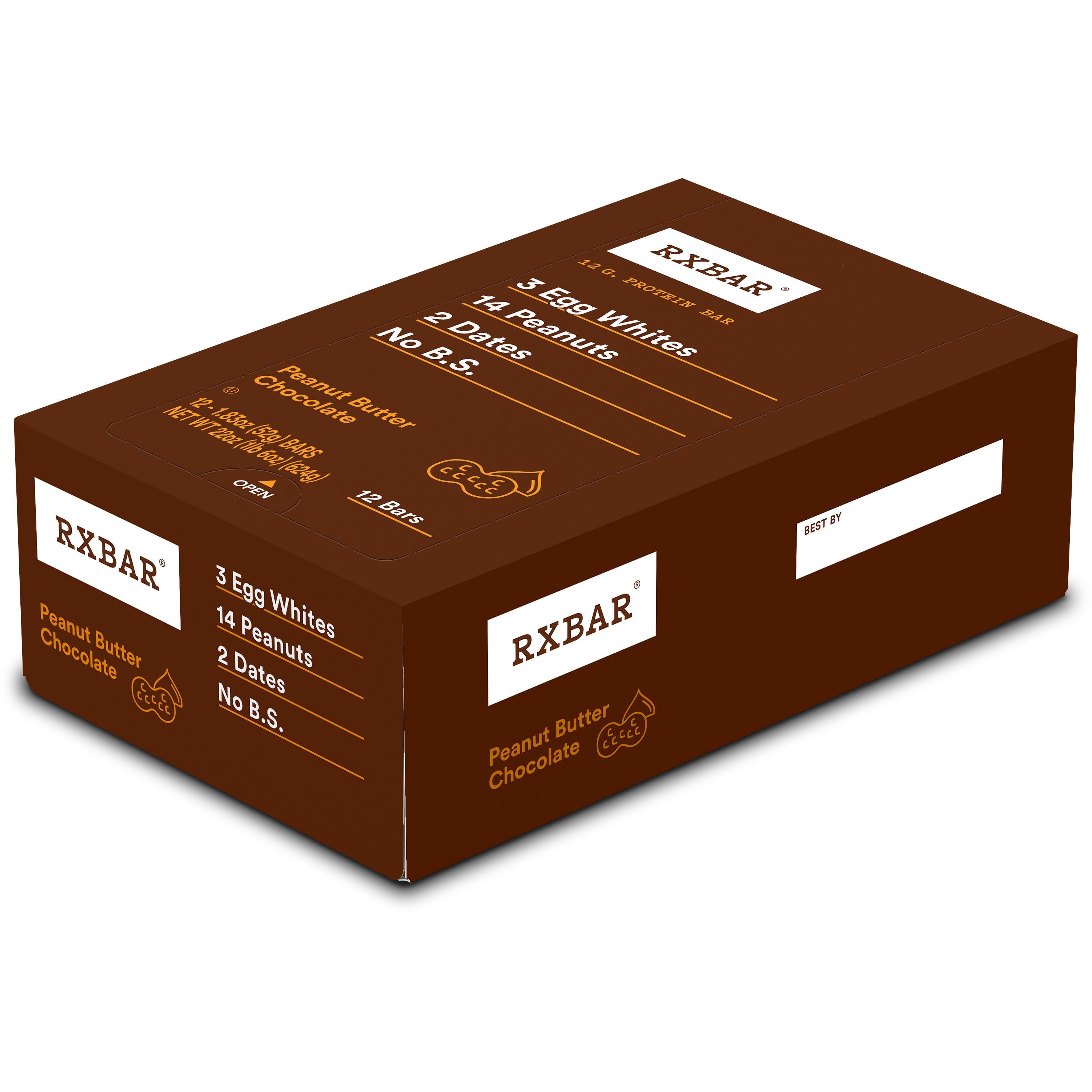 RXBAR Protein Bar, Peanut Butter Chocolate, 12 Ct, 22 Oz, Box
