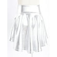 thumbnail image 4 of iEFiEL Girls Metallic Pleated Miniskirt Skort A-Line Scooter Skirt Dancewear Silver 12, 4 of 7