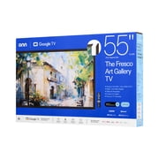 onn 55 The Fresco Art Gallery 4K UHD Google TV with Gemini, Walnut Frame and Mounting Kit
