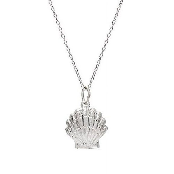 Sterling Silver Scallop Seashell Pendant Necklace, 18"