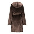 thumbnail image 5 of Fanxing Plush Robes for Women with Eye Mask Cozy Warm Fleece Hooded Bathrobe Super Soft Knee Lenght Spa Robe with Pockets Brown 2XL, 5 of 7