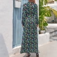 thumbnail image 3 of Palm Leaves Print Dress Long-Sleeve Tropical Botanical Flowers Sexy Maxi Dress High Neck Street Wear Beach Long Dresses Present, 3 of 5