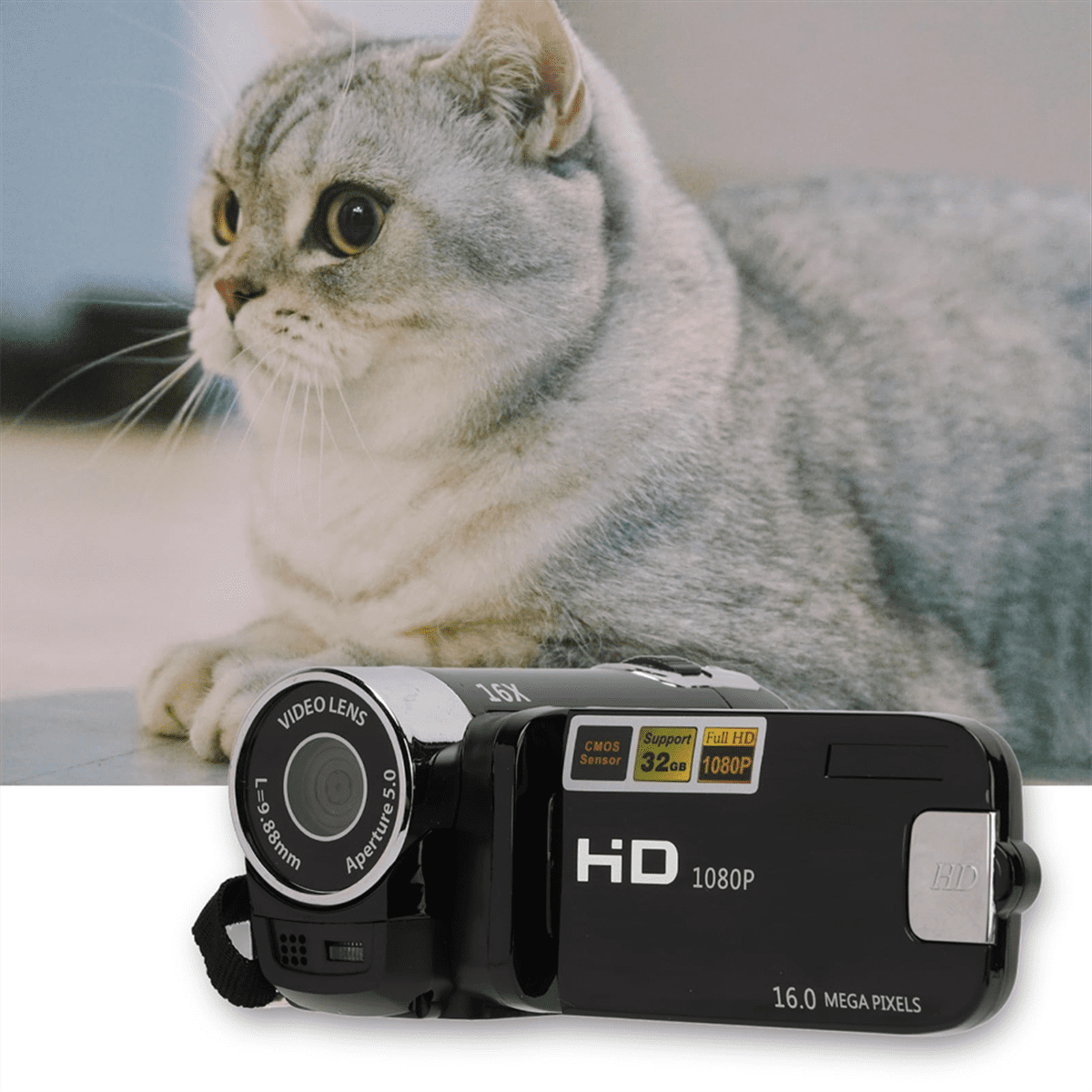 16MP Digital Camcorder 1080P Full HD DV Camcorder Digital Video Camera Degree Rotation Screen 16X Night Zoom