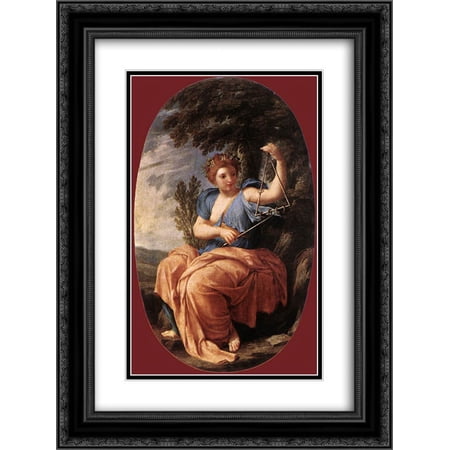 Eustache Le Sueur 2x Matted 18x24 Black Ornate Framed Art Print 'The Muse Terpsichore'