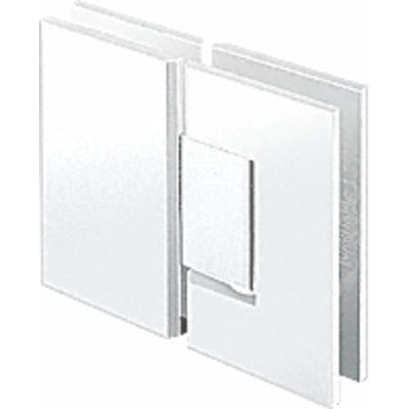 - CRL White With Chrome Center Block Junior Geneva 180 Series 180 Degree Glass-to-Glass Hinge