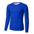 thumbnail image 7 of Dresfit Mens Big and Tall Shirts Solid Color Thermal Tops Fall Knit Long Sleeve Crew Neck Muscle Shirt 2025 Basic Cotton Stretch Pullover Tops Royal Blue 4XL, 7 of 7