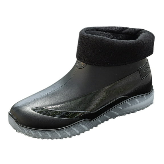 NOKIO Men'S Removable Lining Rain Boots Men's Spring Summer Autumn And Winter Short Sleeved Cotton Detachable And Washable Outdoor Fashion Student Work Fishing Non Slip Warm Rubber Shoes Rain Boots