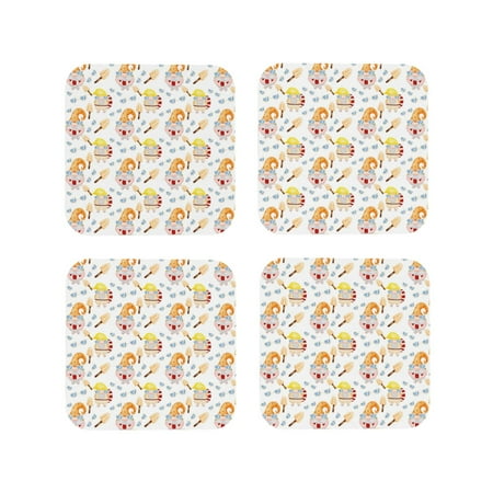 

Fuzoiu Cute Gnome Summer Print Leather Coasters Set Drink Coasters Set of 4 for Tabletop Protection Durable PVC Coasters Home Décor and Housewarming Gift-Square